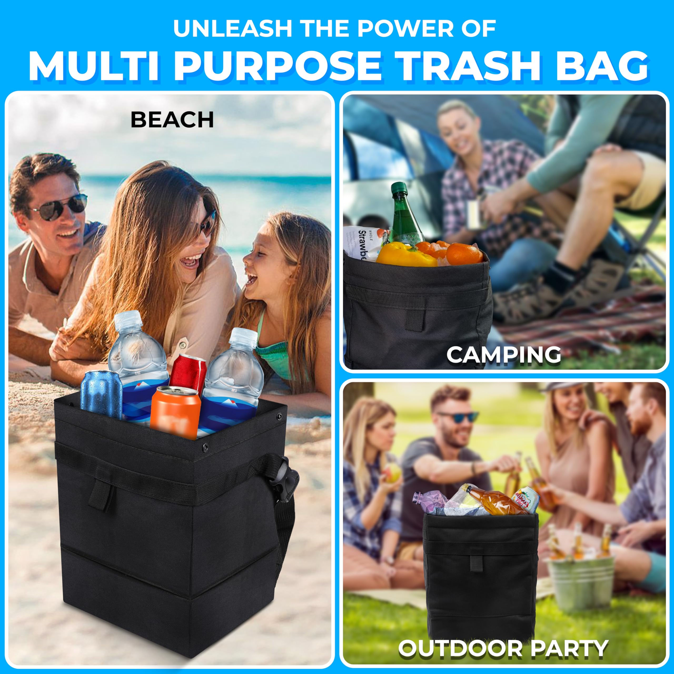 EcoNour Car Trash Bag, compact leakproof hanging trash bag for cars and trucks.