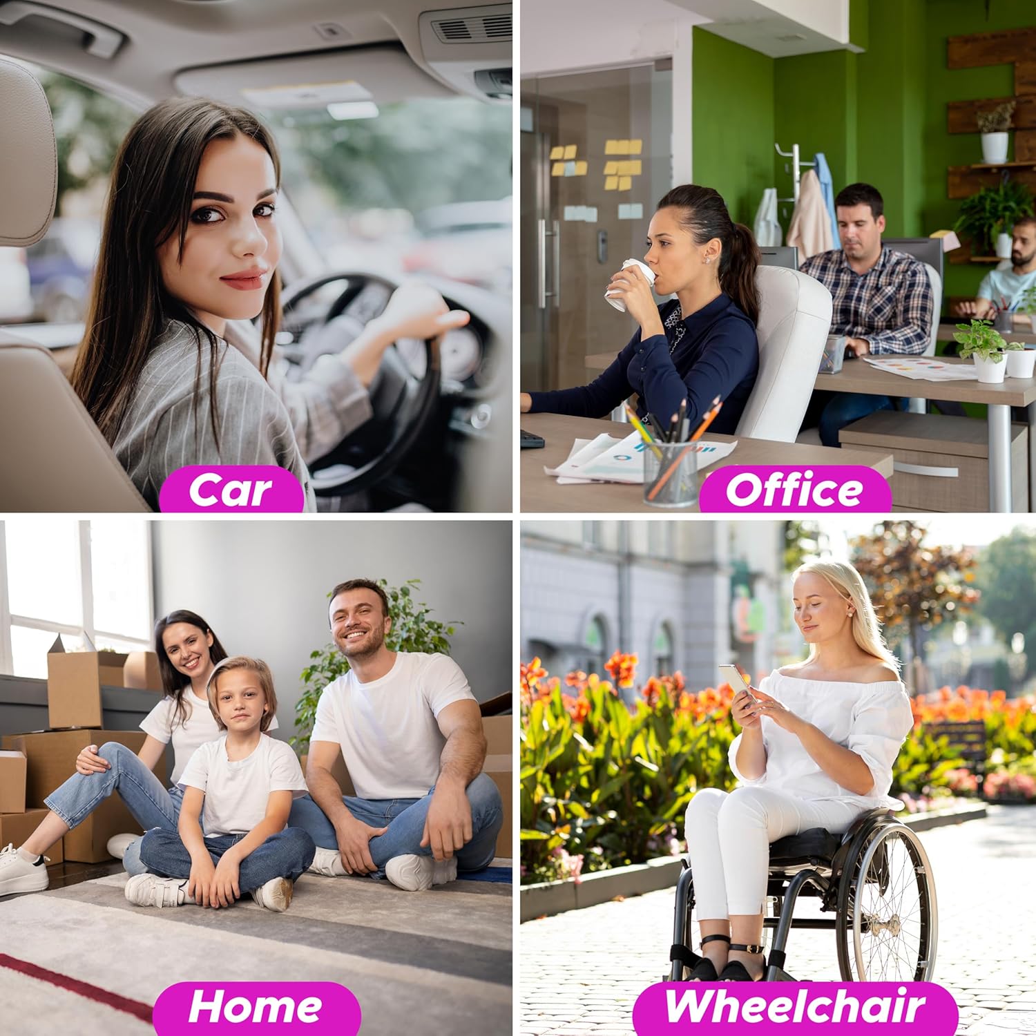 EcoNour Gel Seat Cushion for Pain Relief - Rose Red | Removable Double-Layer Honeycomb Design for Tailbone & Sciatica Relief | Durable, Breathable & Washable Cover Cushion for Office, Car & Wheelchair