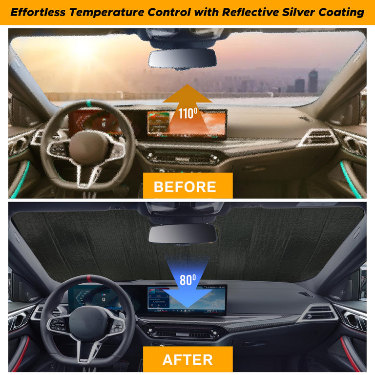 Accordion windshield sun shade foldable EcoNour reflective visor