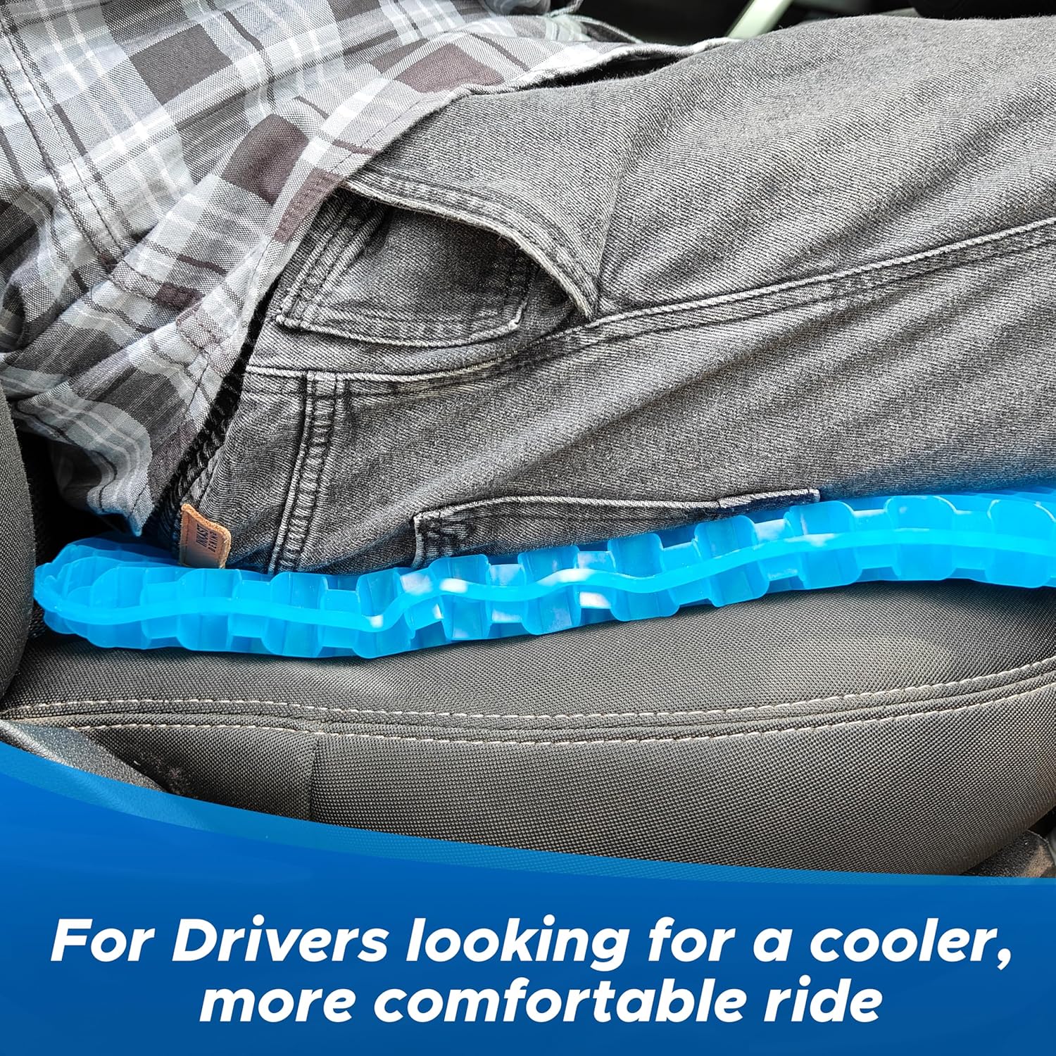 EcoNour Gel Seat Cushion for Pain Relief - Blue | Removable Double-Layer Honeycomb Design for Tailbone & Sciatica Relief | Durable, Breathable & Washable Cover Cushion for Office, Car and Wheelchair