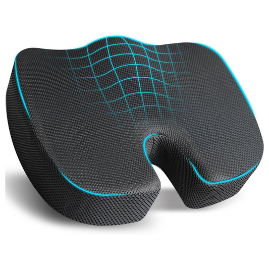 Best Seat Cushion for Coccyx, Sciatica, Back / Lumbar Support (Black) | Cushion Seat Pads | EcoNour