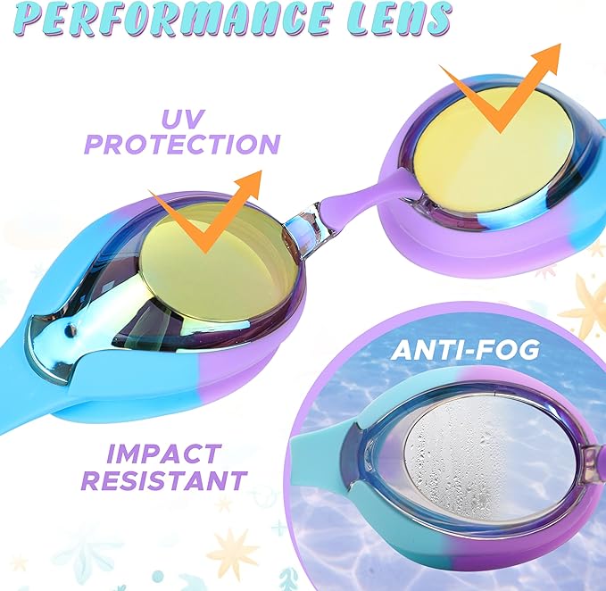 EcoNour Kids Swim Goggles for toddlers and children age 3-12