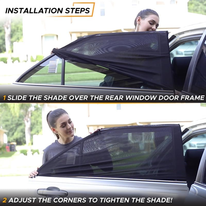 EcoNour back window sun shade for car 2 pack small 32x15