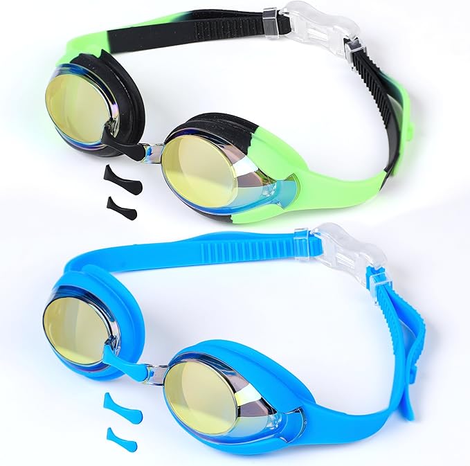 Swimming Goggles For Kids 2 Pack with Anti-Fog and UV protection for boys and girls
