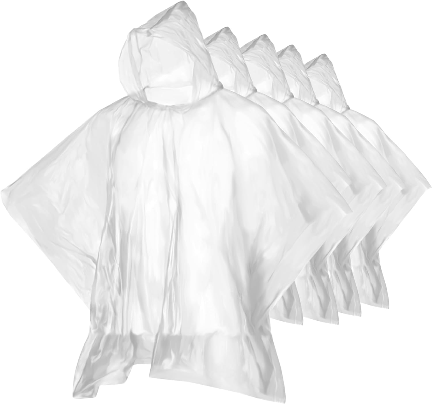 Rain Poncho for Kids 5 Pack with Clear Hoodie for Emergency Rain Protection