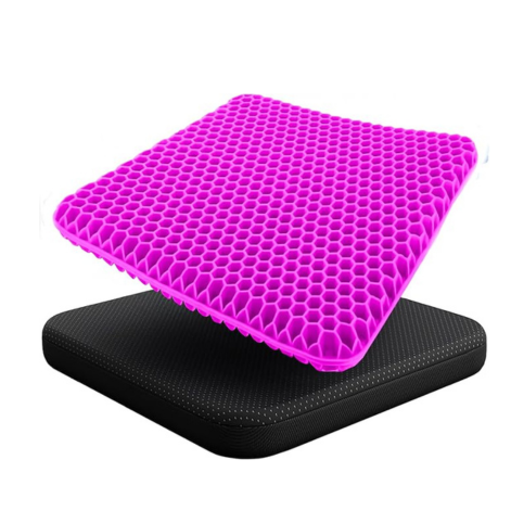 EcoNour Gel Seat Cushion for Pain Relief - Rose Red | Removable Double-Layer Honeycomb Design for Tailbone & Sciatica Relief | Durable, Breathable & Washable Cover Cushion for Office, Car & Wheelchair