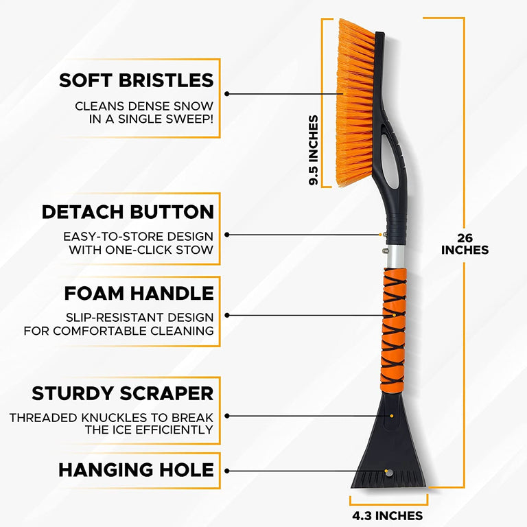 27 inch car snow brush and ice scraper EcoNour durable winter tool
