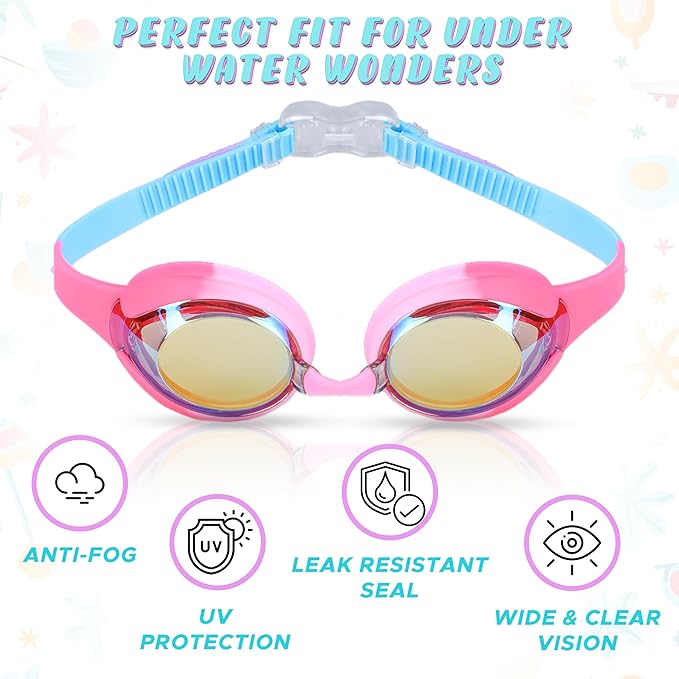 EcoNour Kids Swim Goggles with durable lenses and anti-fog coating