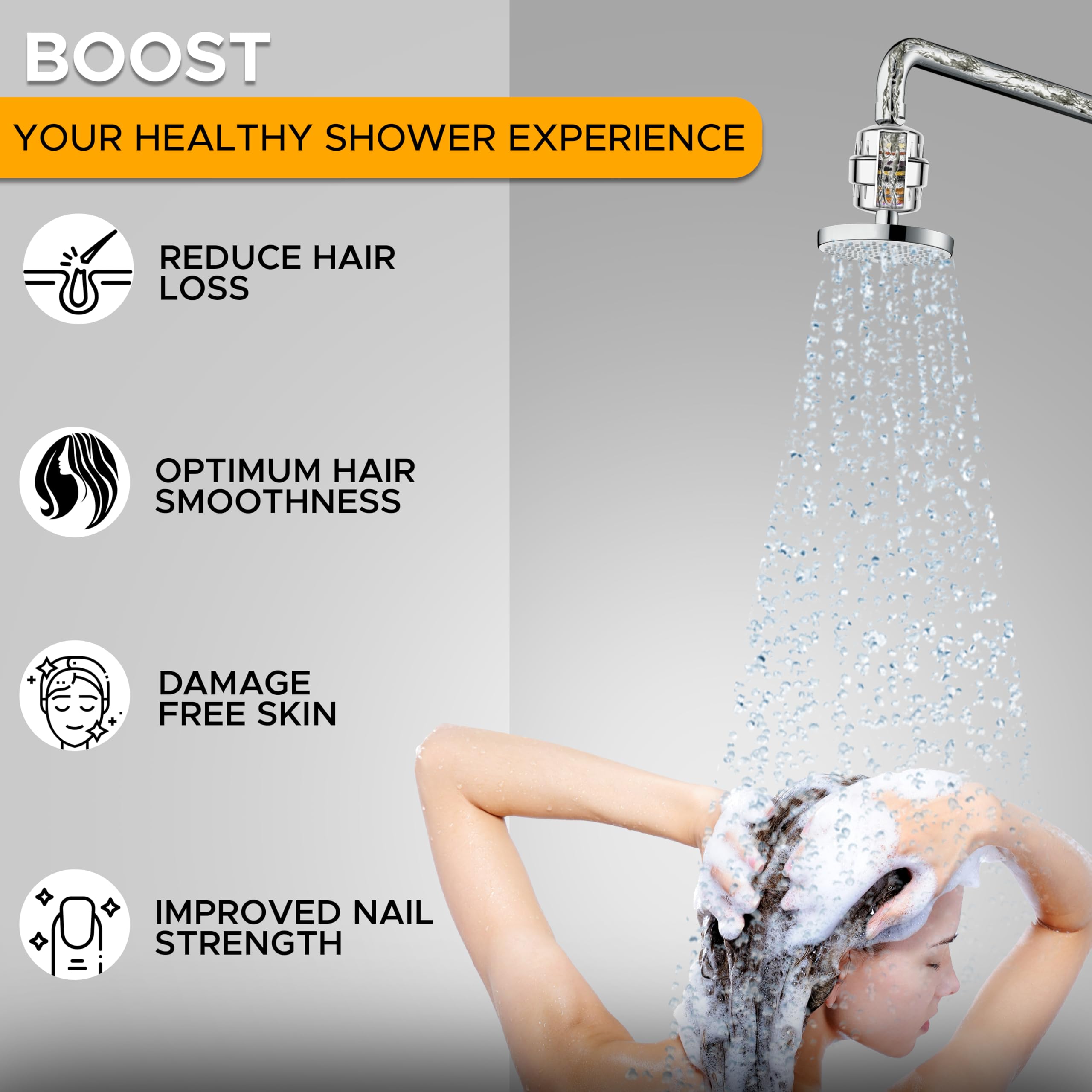 EcoNour Shower Filter with 20 Stage Filtration improves skin and hair health