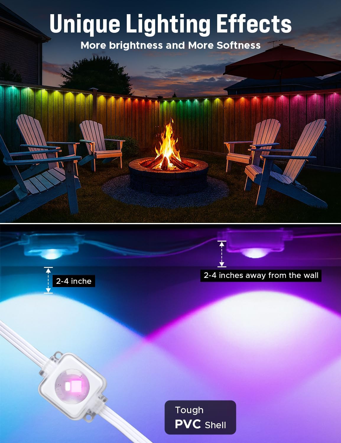 RGB Christmas light modes with multi-color effects for festive outdoor decoration.