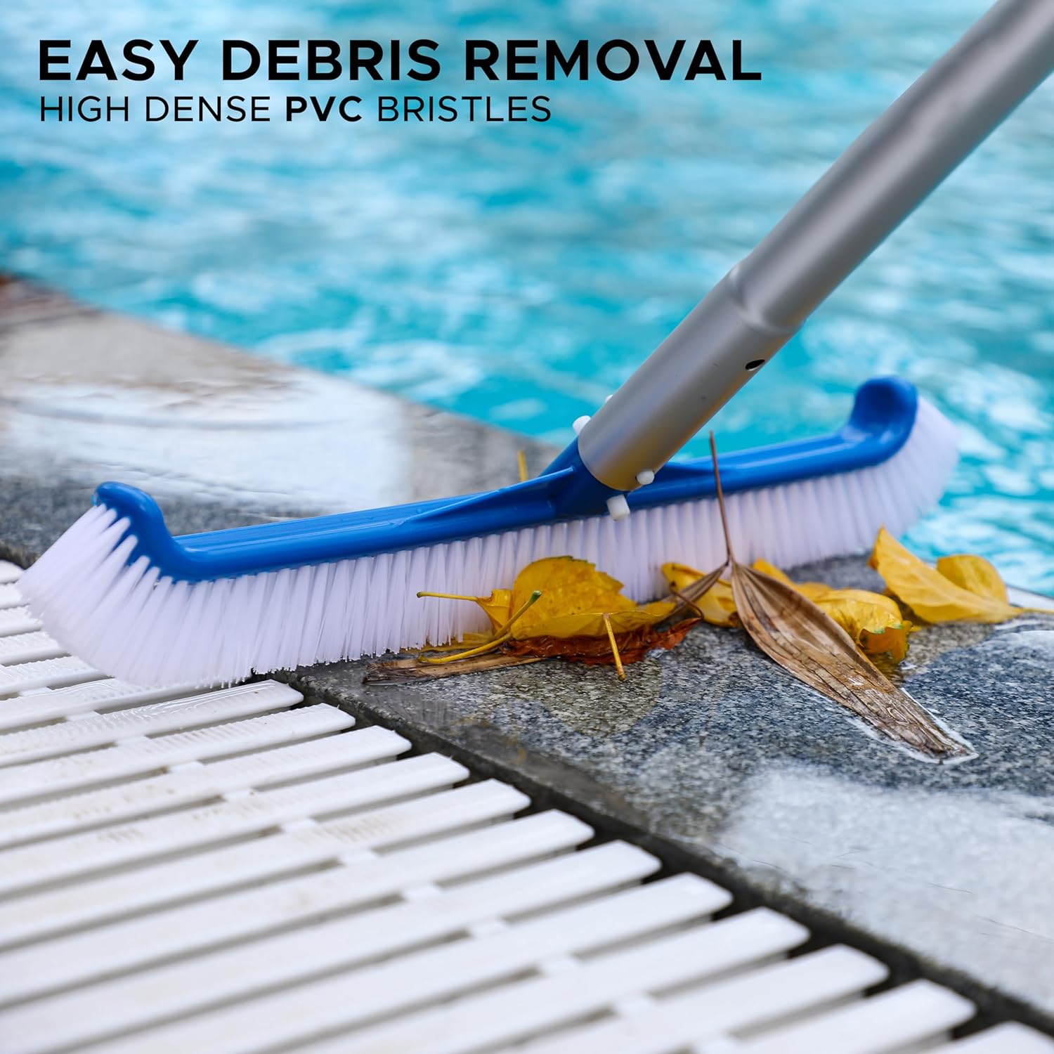 EcoNour Pool Brush Head For Cleaning Pool Walls, Tiles, Pools |  Nylon Brush Pool Cleaning Kit with Curved Ends