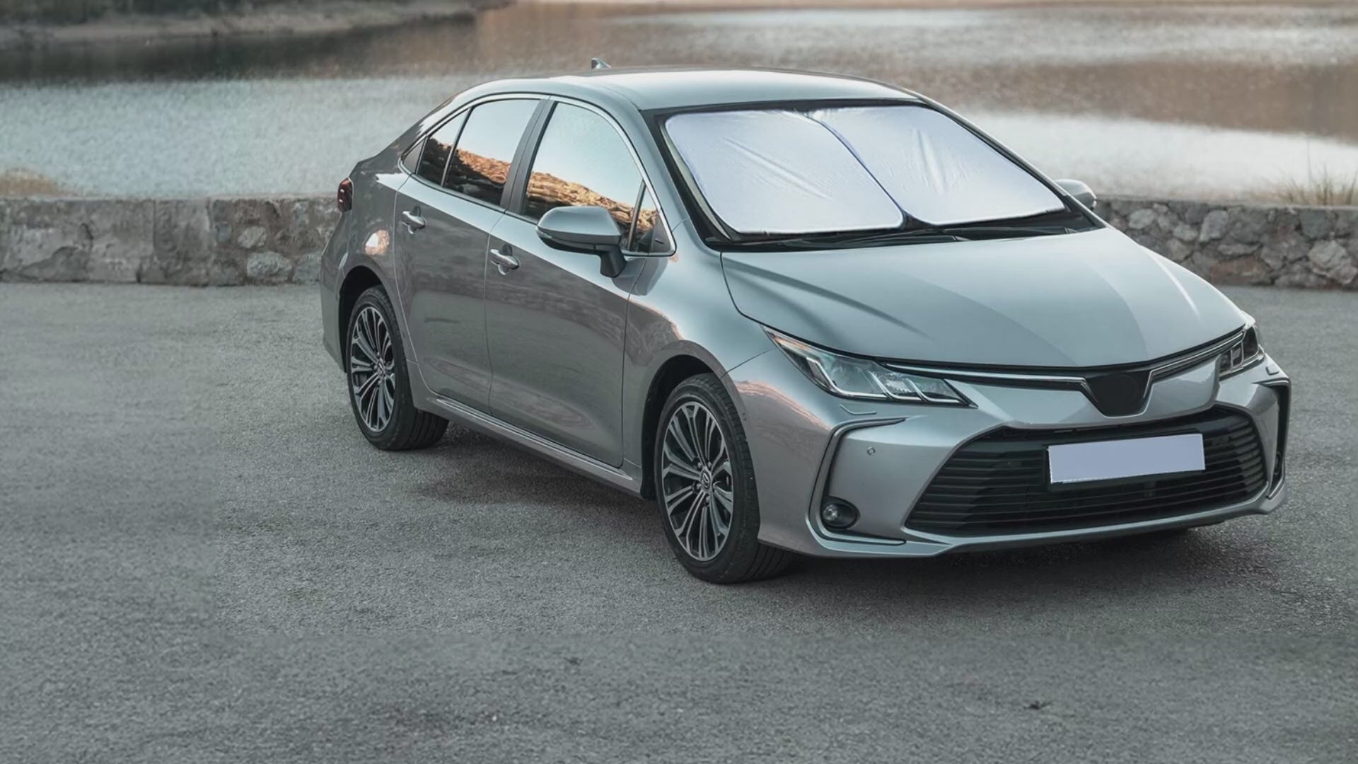 Large Square Car Sunshade – Autovir Foldable Sunshade for Windshield and Windows – Blocks UV Rays and Reduces Heat Inside Vehicle