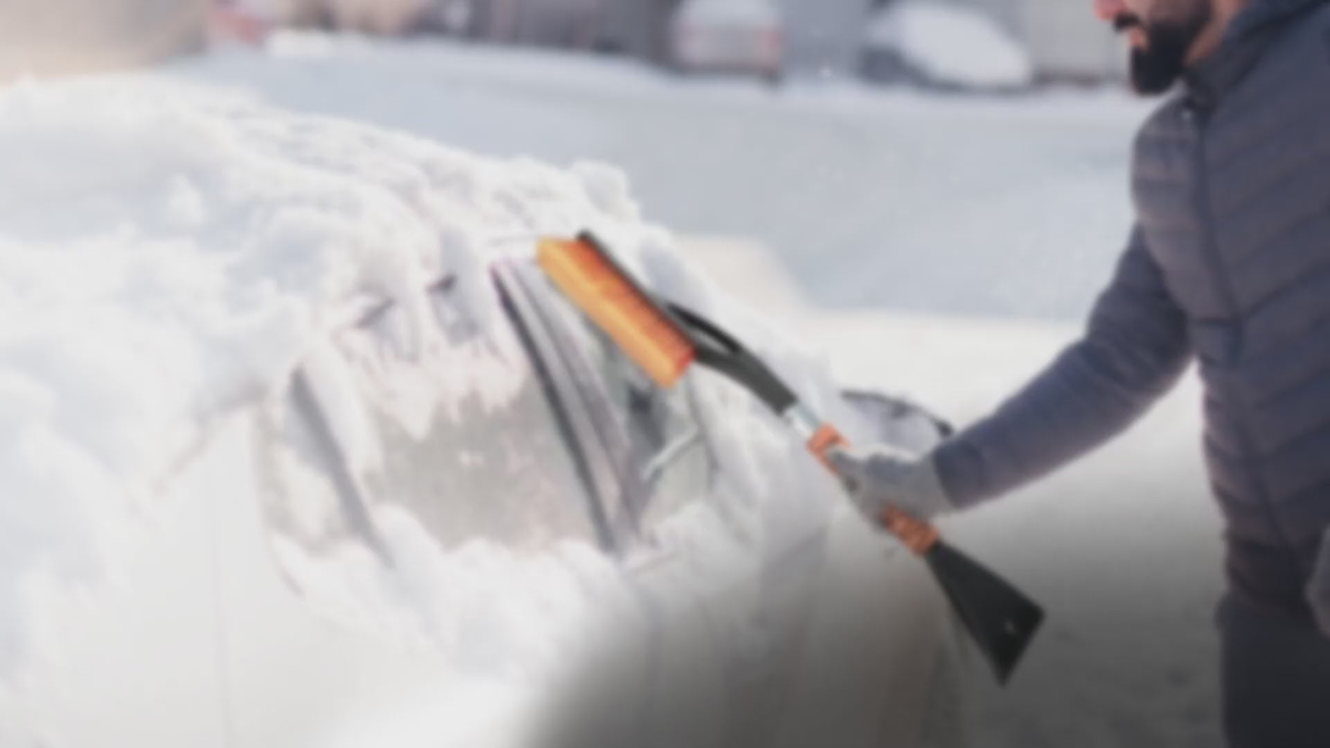 27 inch car snow brush and ice scraper for windshield with aluminum body scratch free bristle head durable snow remover tough ice scraper for cars SUVs trucks winter accessory 2 pack orange