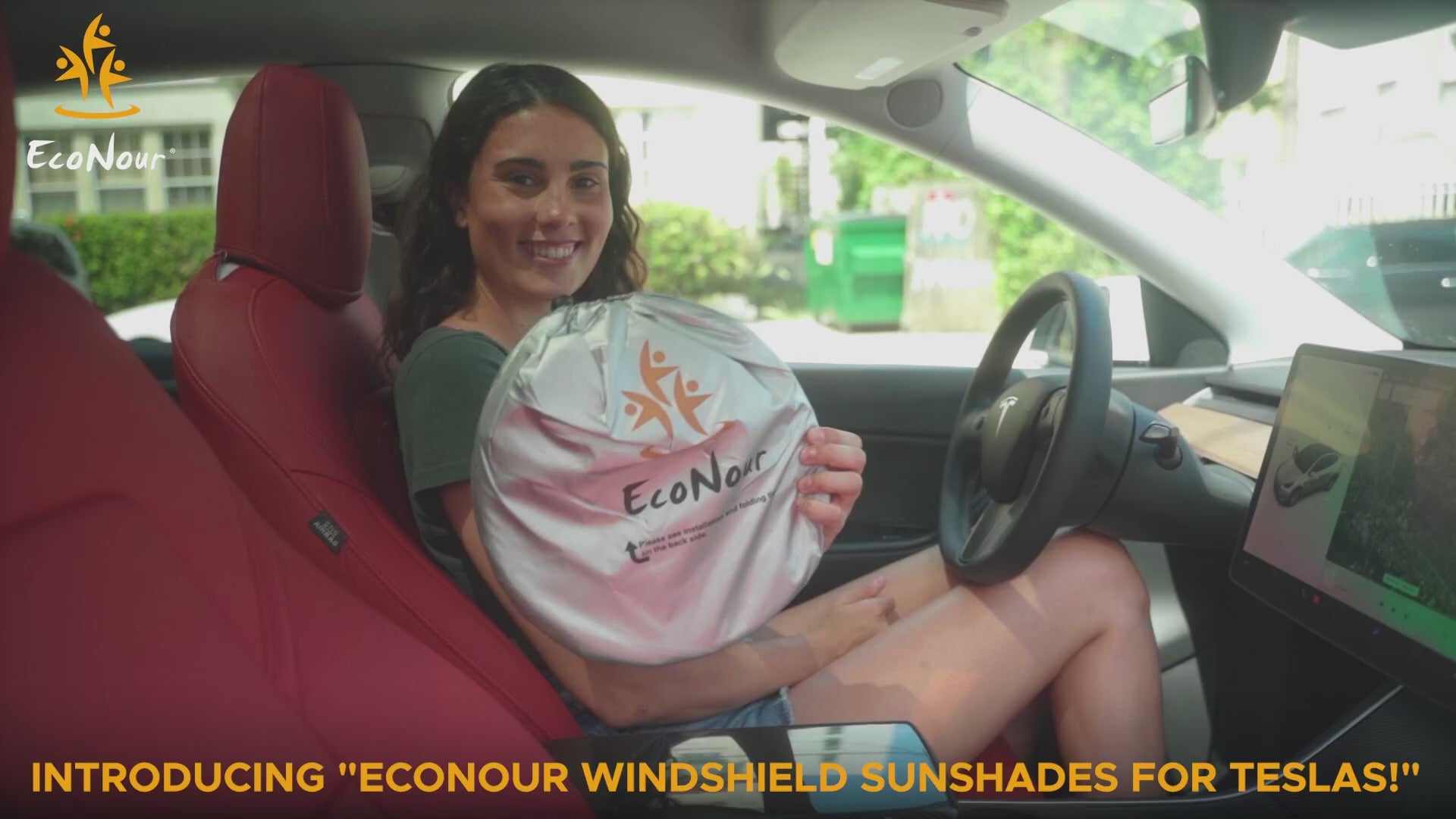 Foldable windshield sun shade for Tesla Model 3 and Model Y 2016–2025 front window sun visor blocks UV rays and heat keeps car interior cool automotive sunshade Tesla car accessory