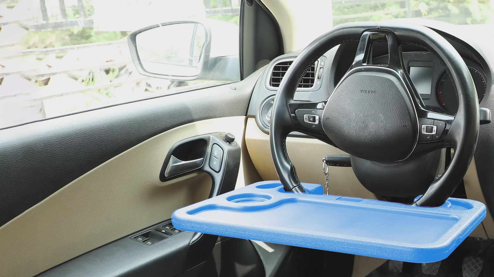 2 in 1 car steering wheel desk blue multipurpose steering wheel tray for laptop car mount with pen holder food tray for eating with drinks holder portable travel car accessories for drivers