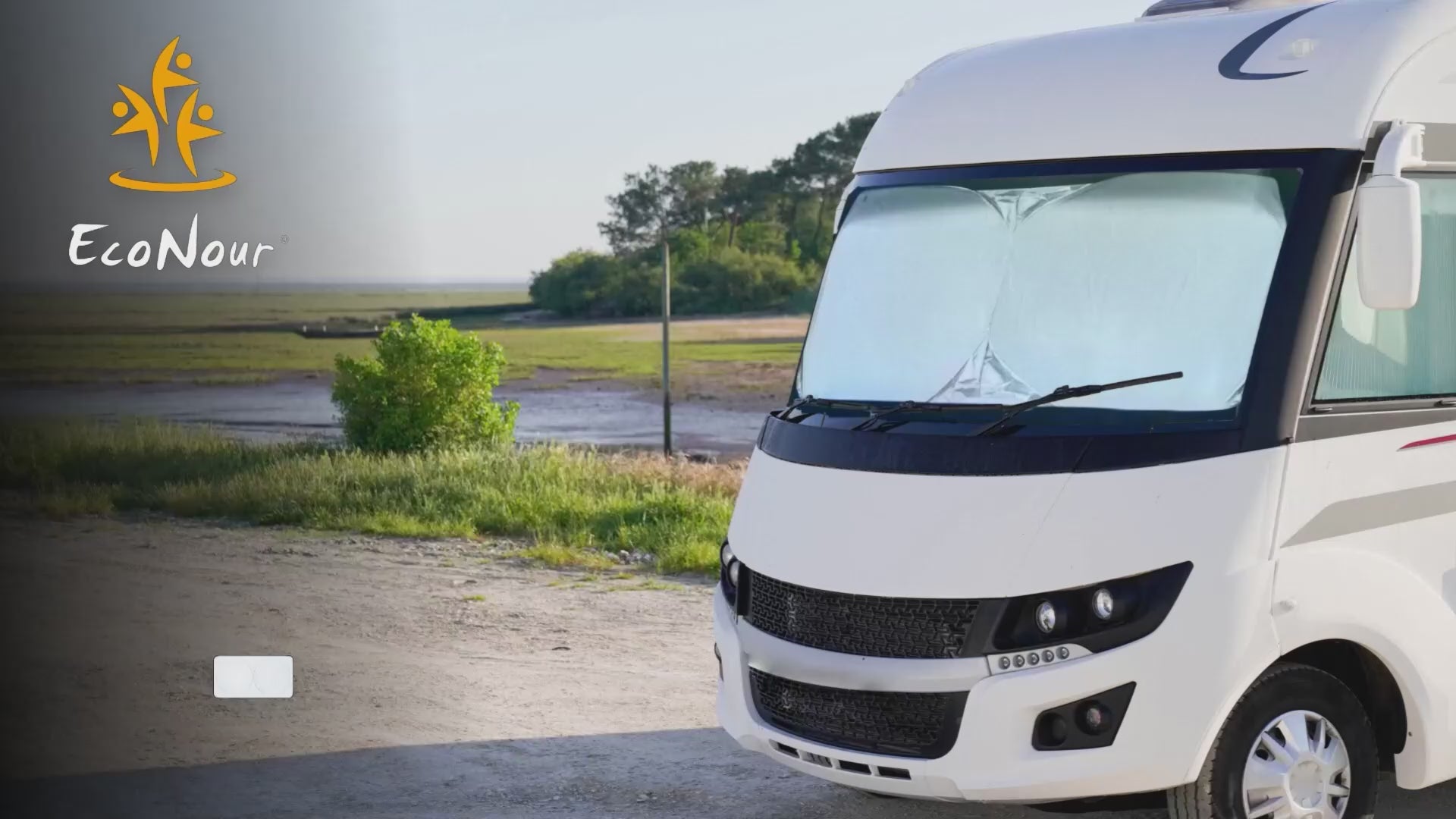 RV and Bus Windshield Sunshade with Storage Pouch – 240T UV Reflective Nylon Sunshade to Keep Motorhome, Truck, and Large Bus Interiors Cool – Durable Front Windshield Sunshade for RVs and Commercial Vehicles