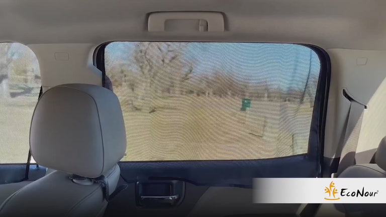 4-pack magnetic car side window sunshades, baby car window shades for front and rear windows, sunscreen sun blockers that protect from sunlight, foldable side window sun protection for cars, SUVs, and trucks, automotive interior accessory for child safety and comfort.