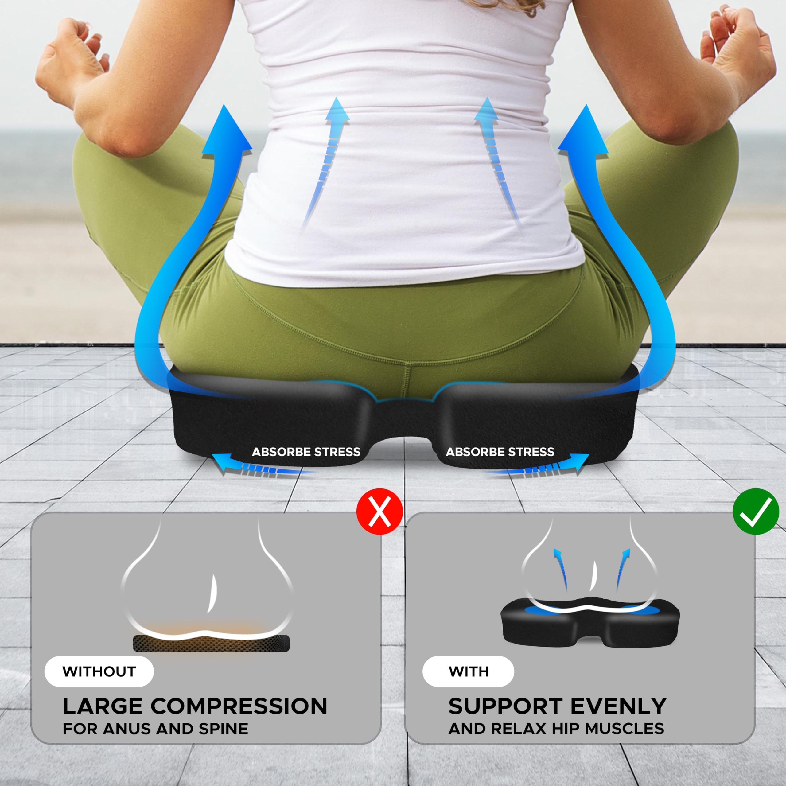 Gel Seat Cushion for Office Chair Sciatica Tailbone Pain Back Pain